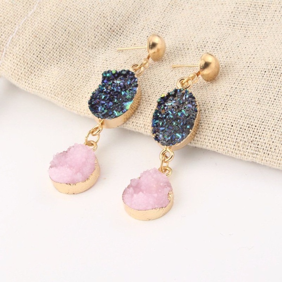 Drop Irregular Gold Stud Multi Earrings - Picture 2 of 4